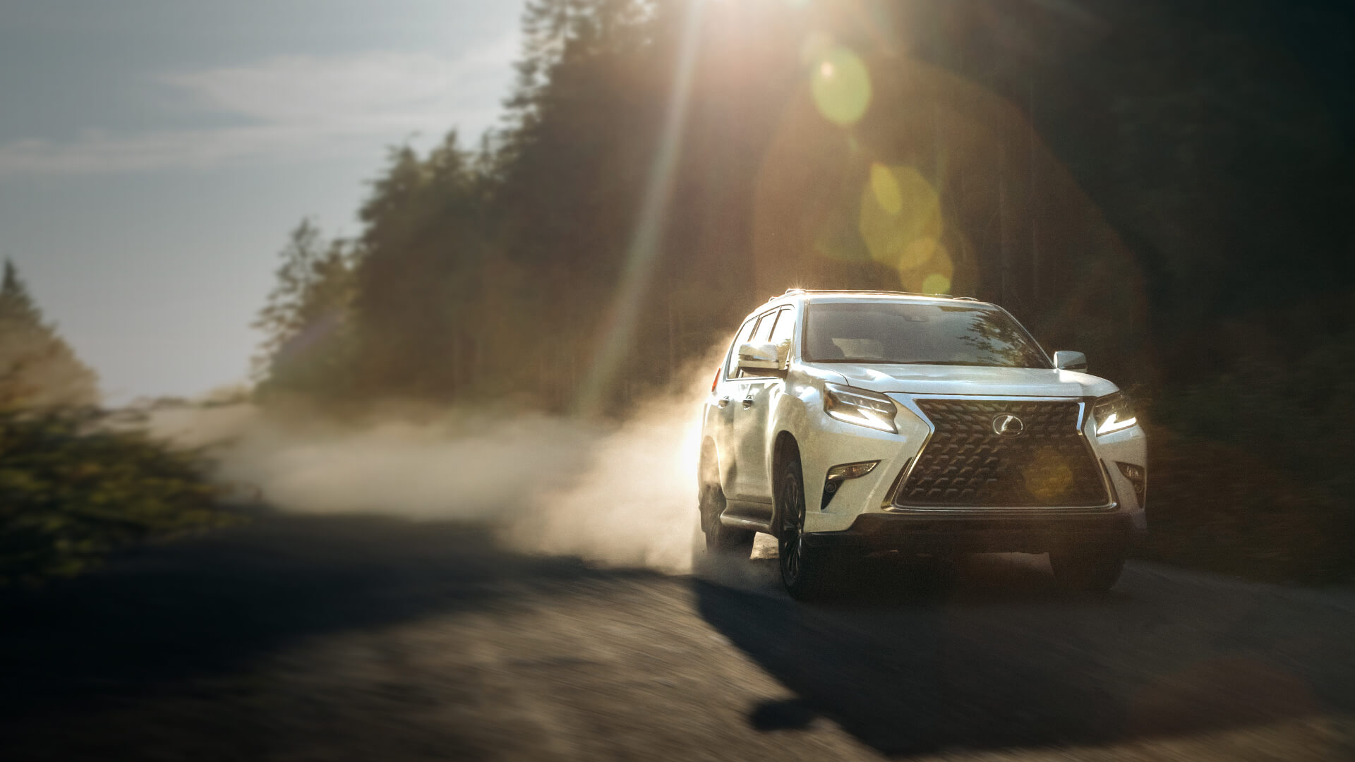 White Lexus GX being driven on the road.​